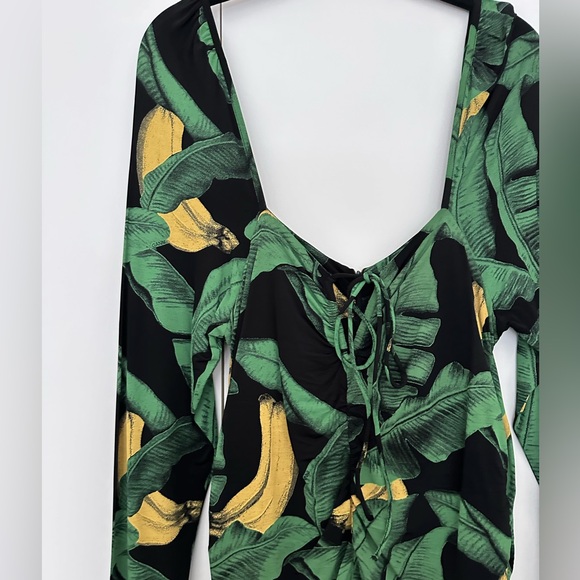 GANNI - Printed Drapey Jersey Gathering Midi Dress - Size 10 - Picture 4 of 6